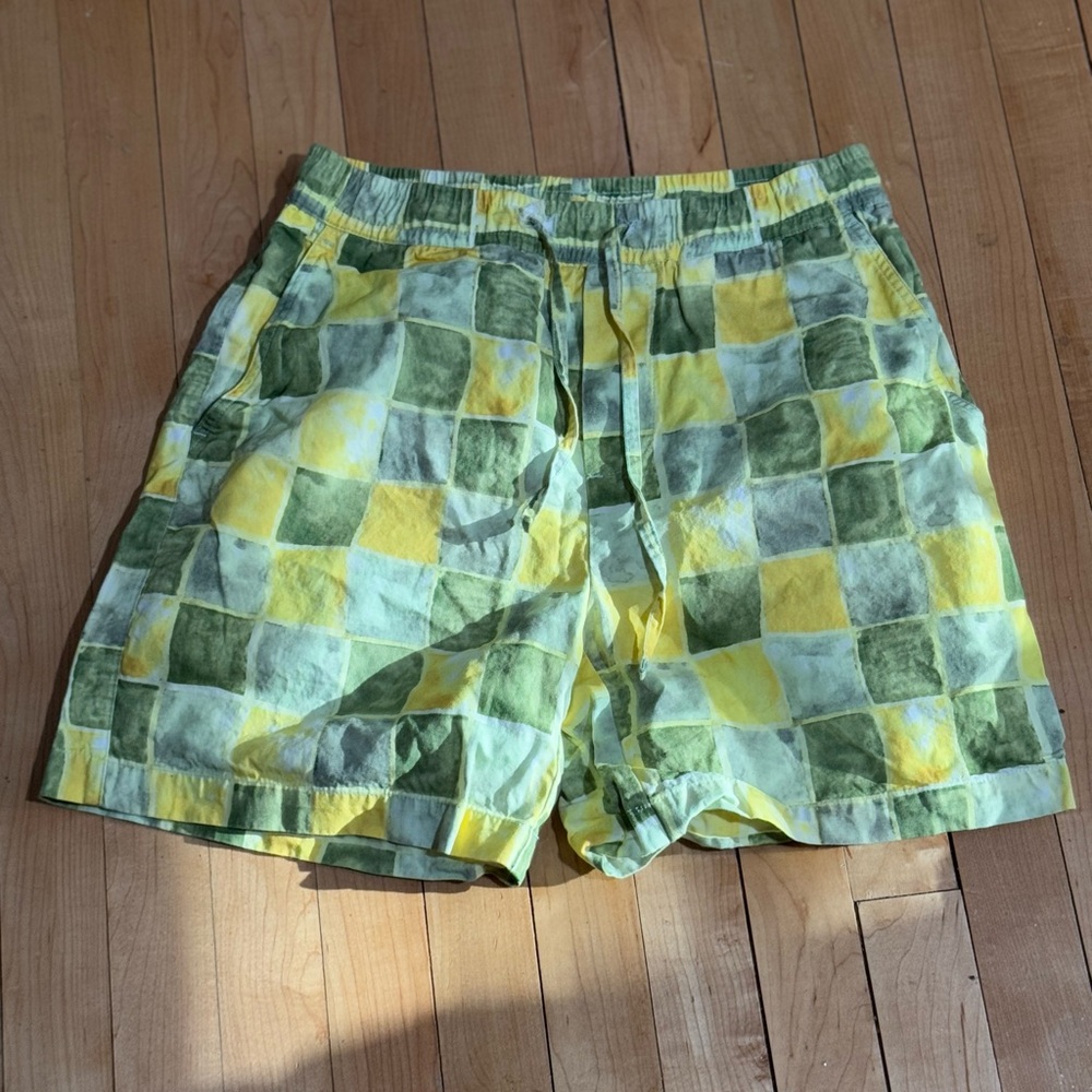Zara Green and Yellow Patterned Shorts